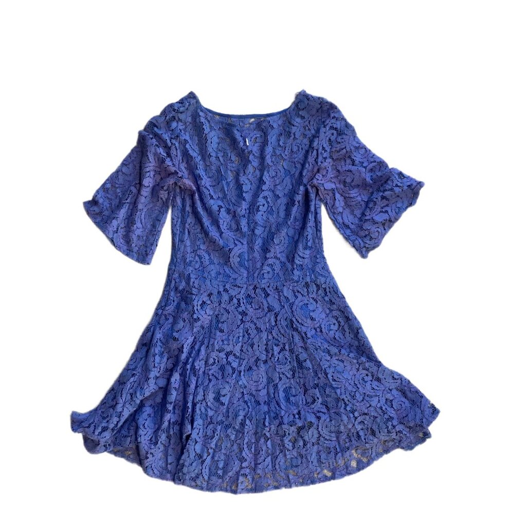 FREE PEOPLE || Blue Lace Mini Dress - Size 2 - Picture 2 of 5